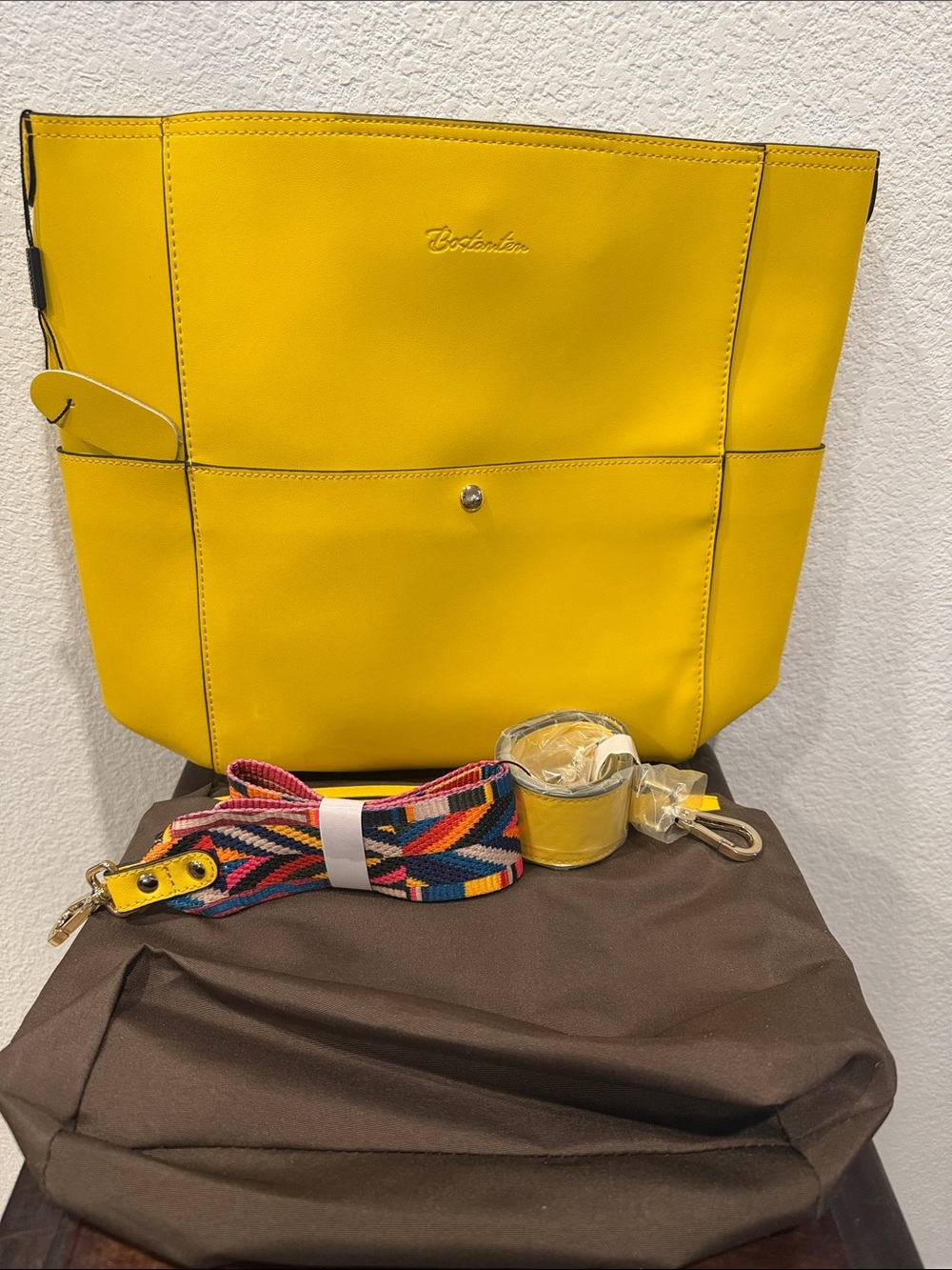 Bostanen Bright Yellow Tote with Removable Strap